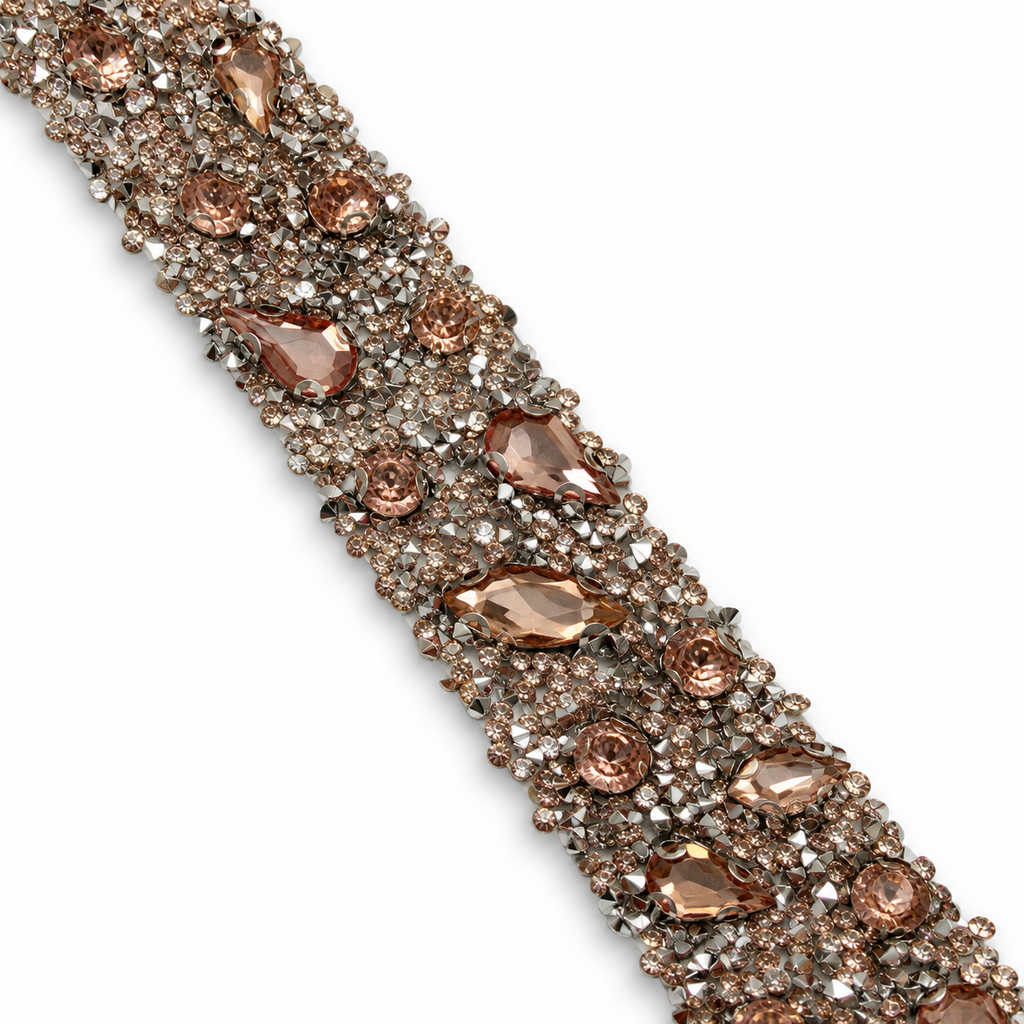Luxury Hotfix Diamante Trim – Champagne Crystal Mix | Iron-On Trim