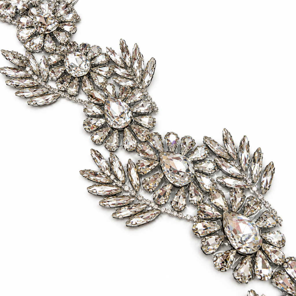 Luxury Hotfix Diamante Trim – Crystal Bloom