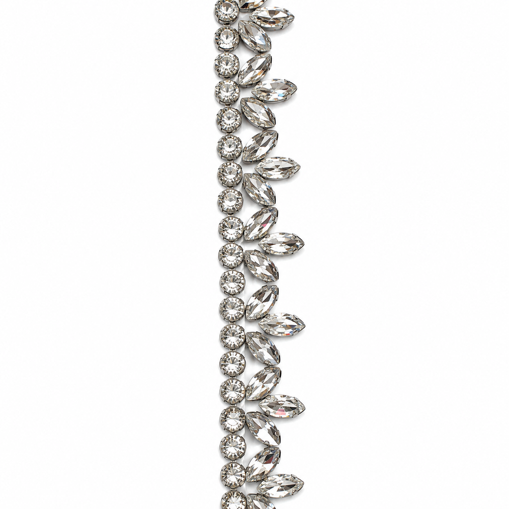 Luxury Hotfix Diamante Trim – Crystal Leaf