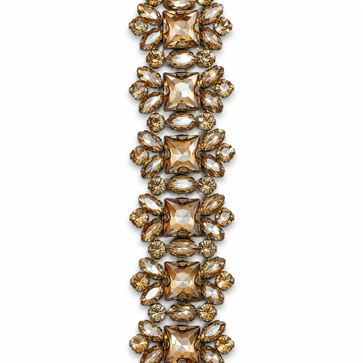 Luxury Hotfix Diamante Trim – Champagne Square Crystal | Iron-On Trim