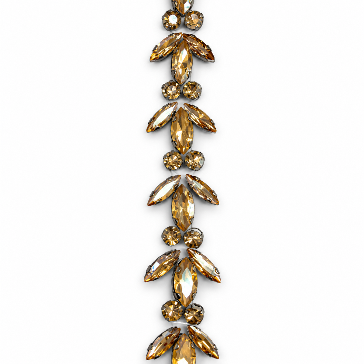 Luxury Hotfix Diamante Trim – Champagne Crystal Leaf | Iron-On Trim