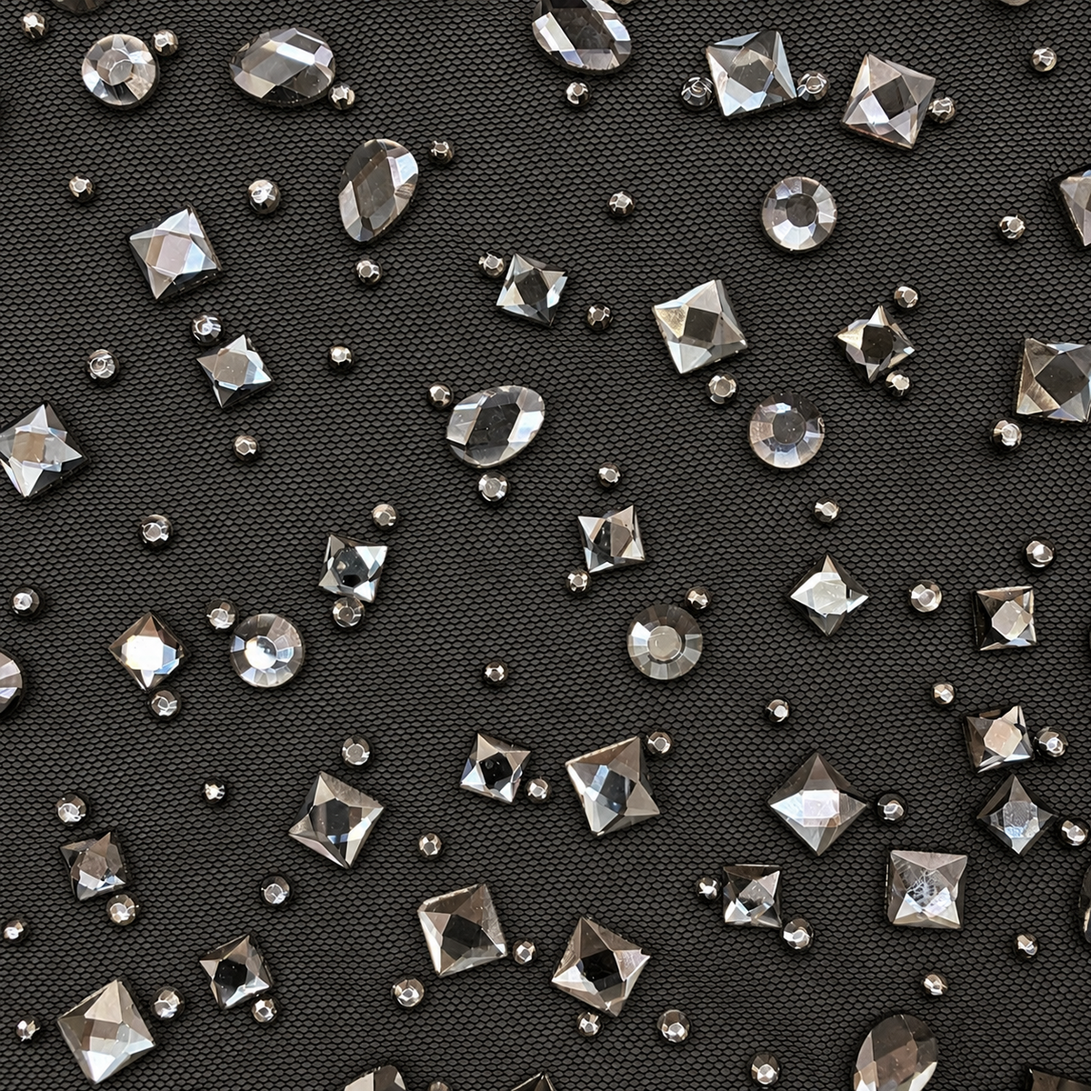 Luxury Mixed Shape Rhinestone Mesh Fabric