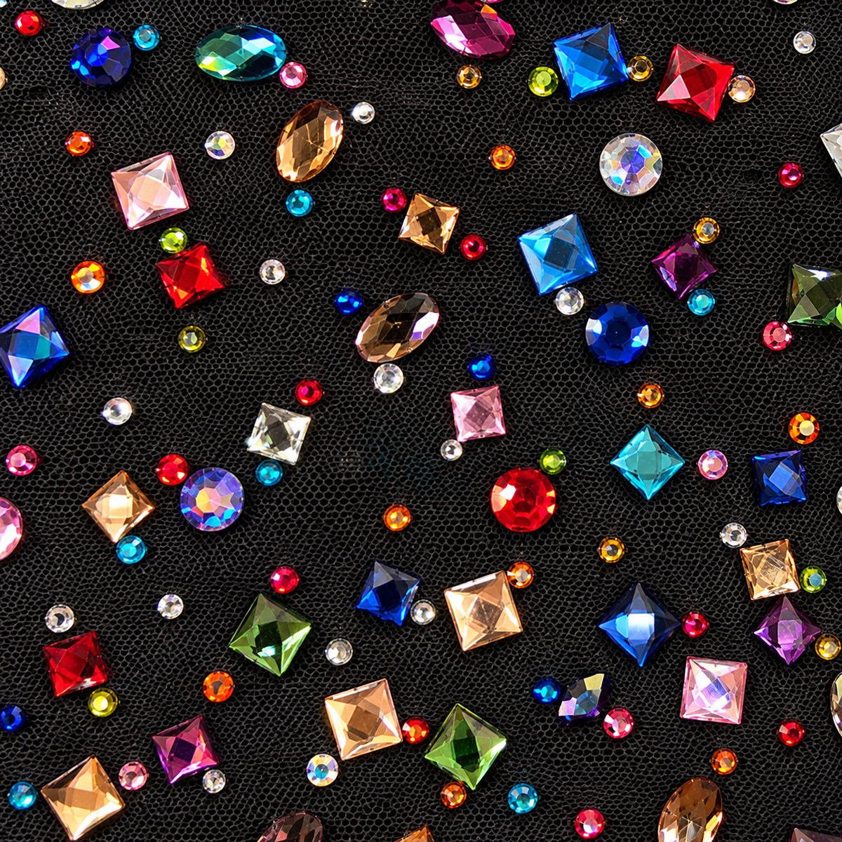 Luxury Mixed Shape Rhinestone Mesh Fabric