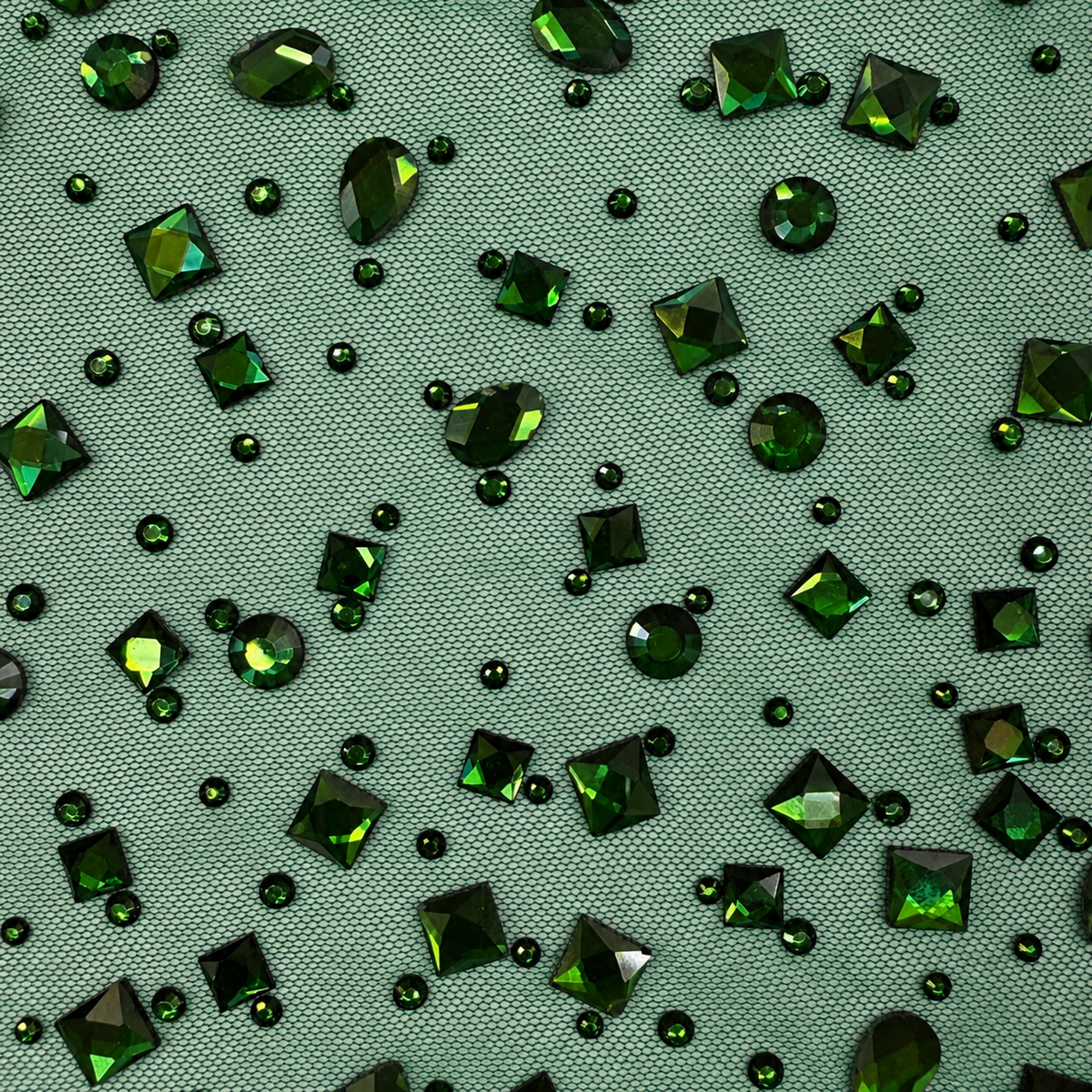 Luxury Mixed Shape Rhinestone Mesh Fabric