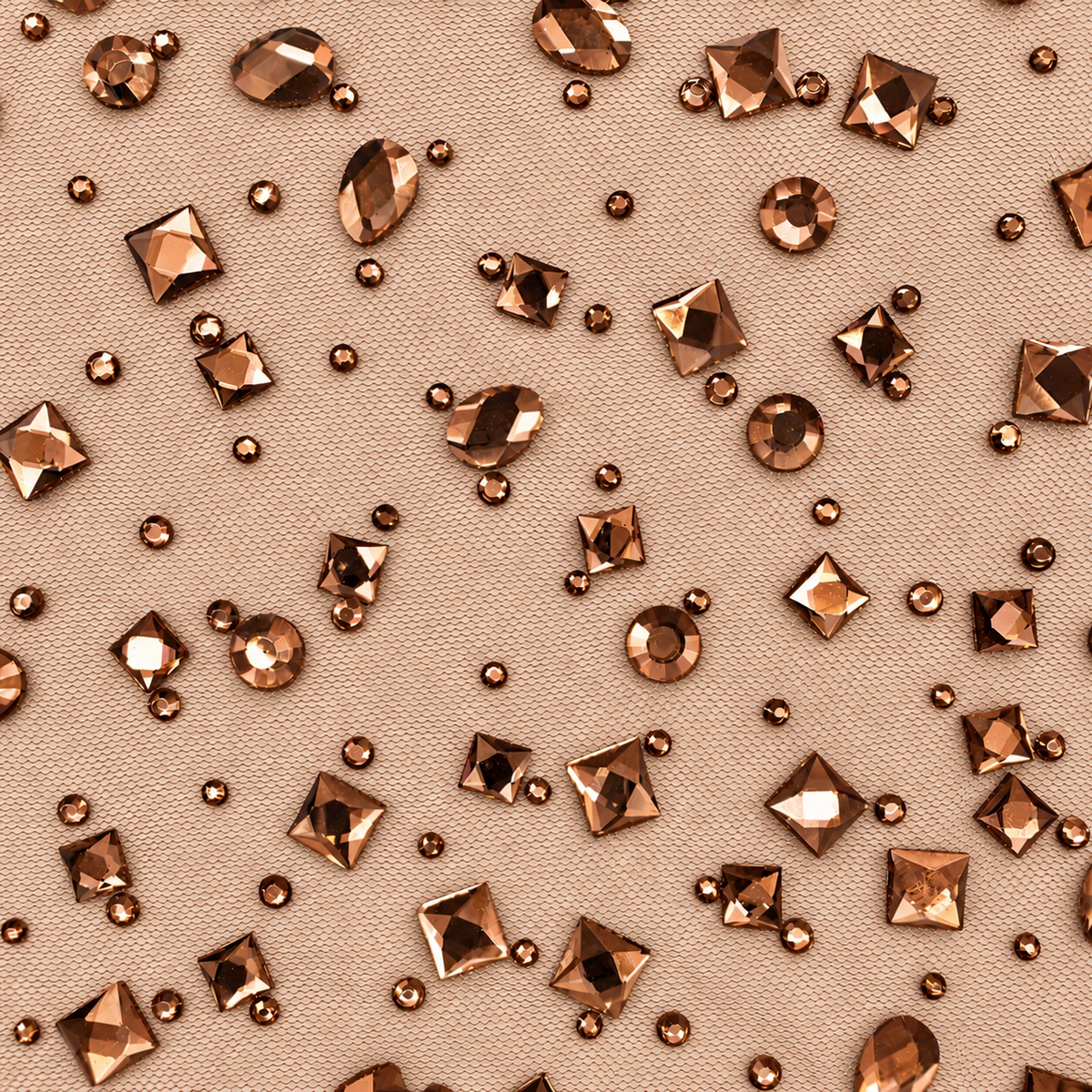Luxury Mixed Shape Rhinestone Mesh Fabric