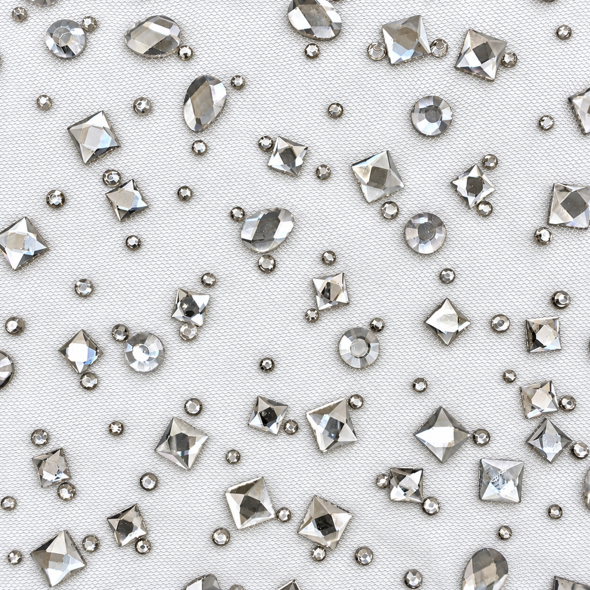 Luxury Mixed Shape Rhinestone Mesh Fabric