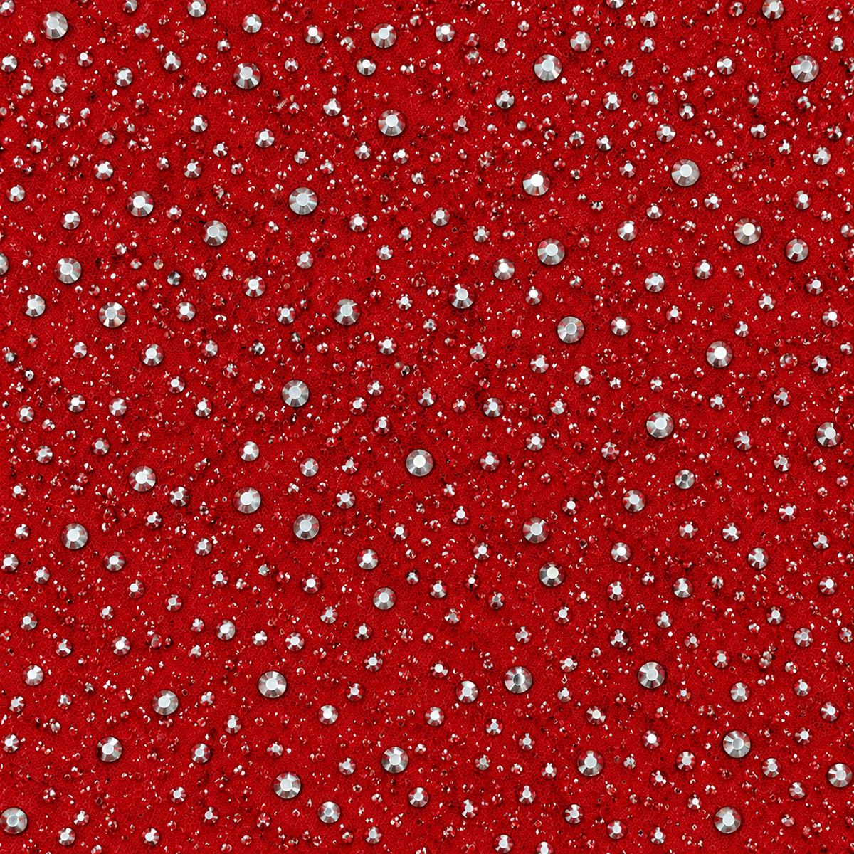 Luxury Rhinestone Embellished Mesh Fabric