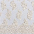 White Floral & Scroll Embroidered Chantilly Lace