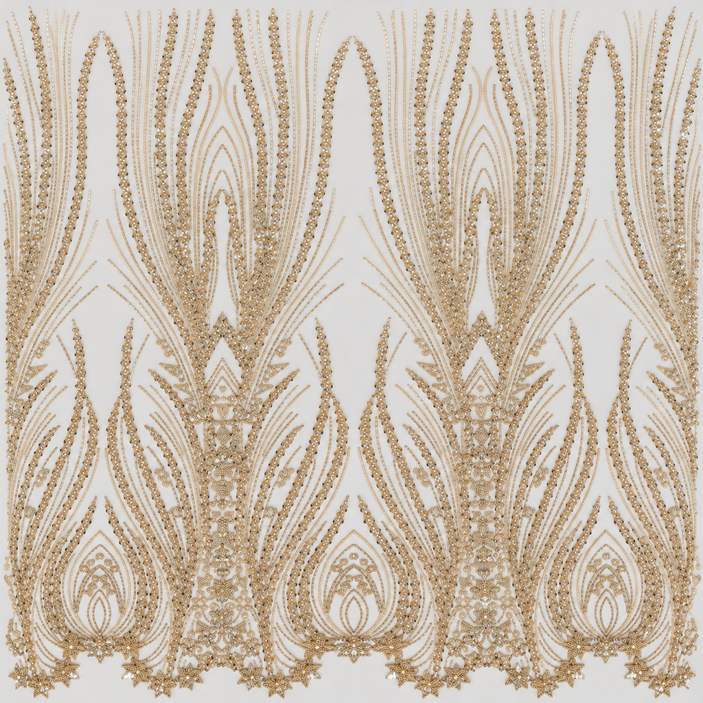Starfall Pearl & Sequin Embellished Mesh Fabric