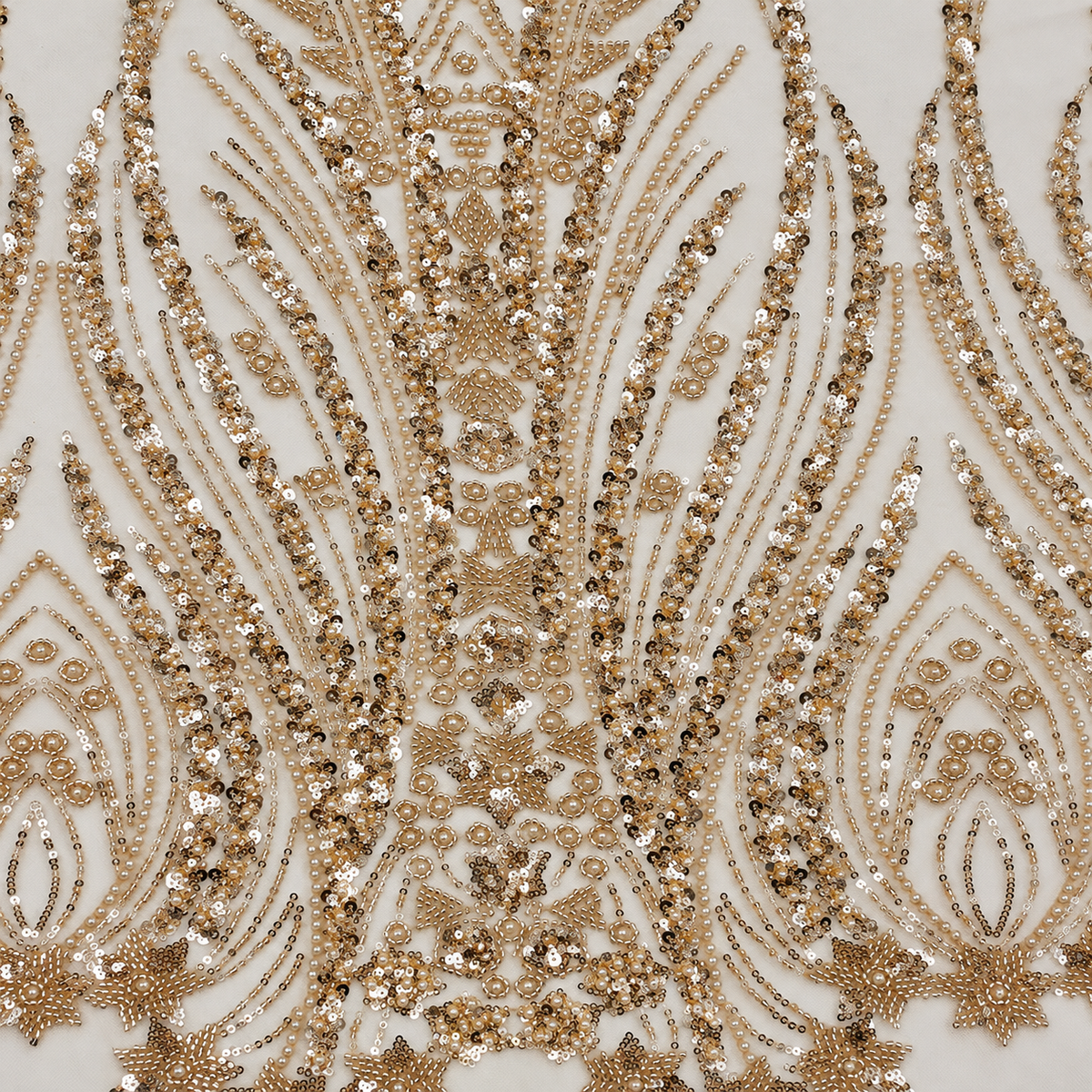 Starfall Pearl & Sequin Embellished Mesh Fabric