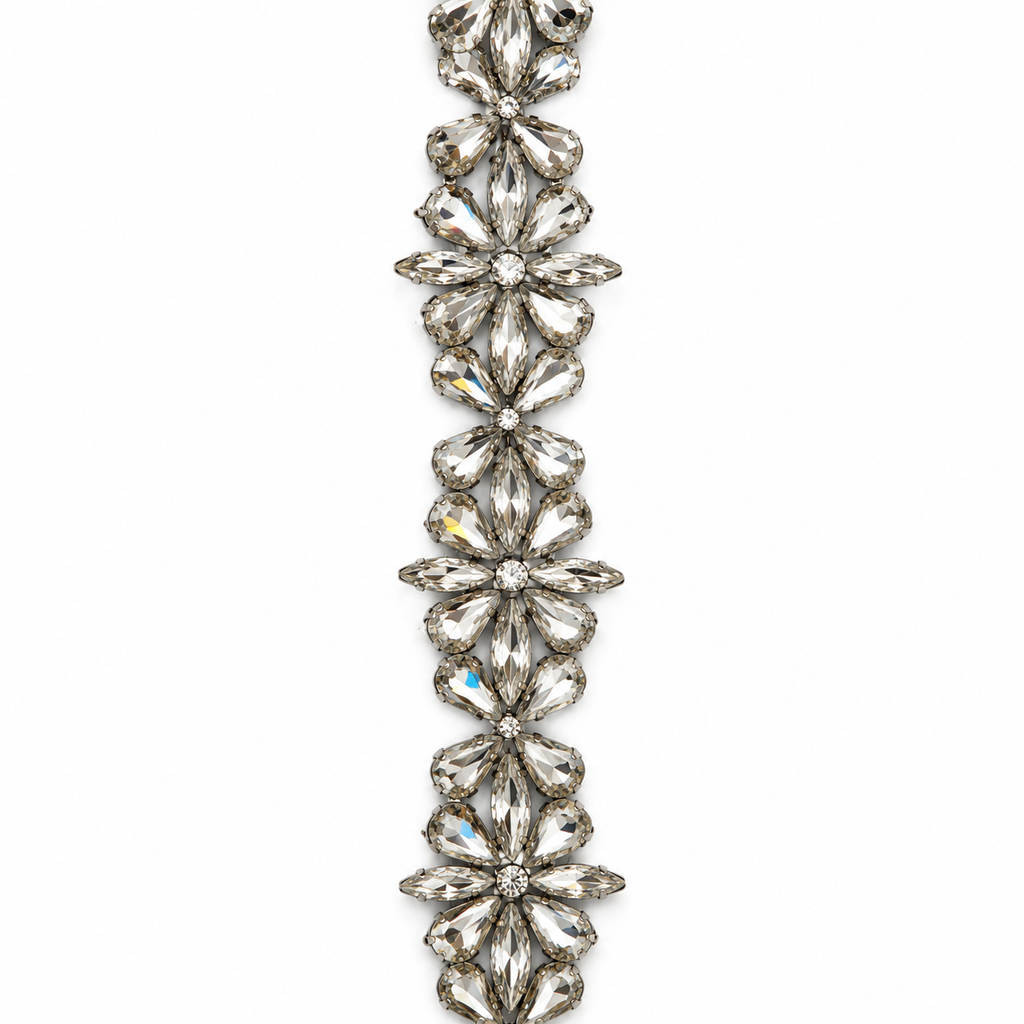 Luxury Hotfix Diamante Trim – Crystal Blossom