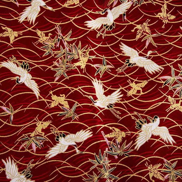 Japanese Cranes Metallic Cotton