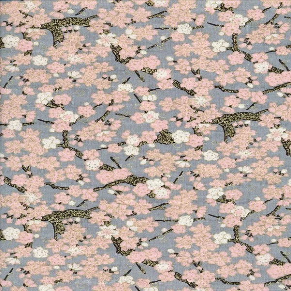 Japanese Cherry Blossom Metallic Cotton