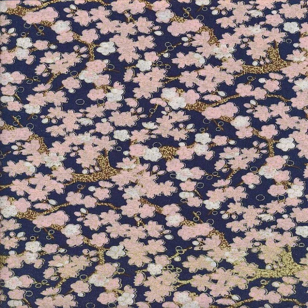 Japanese Cherry Blossom Metallic Cotton