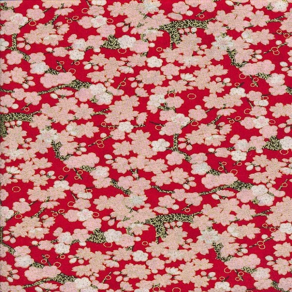 Japanese Cherry Blossom Metallic Cotton