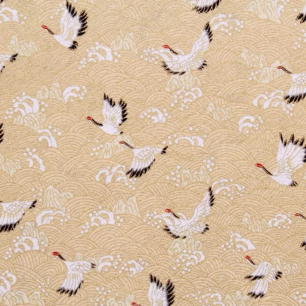 Japanese Mini Flying Cranes Metallic Cotton